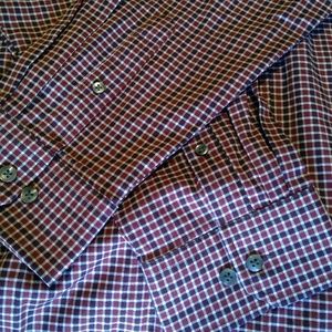 NWOT VAN HUSEN CHECKERED BUTTON DOWN 17 1/2"